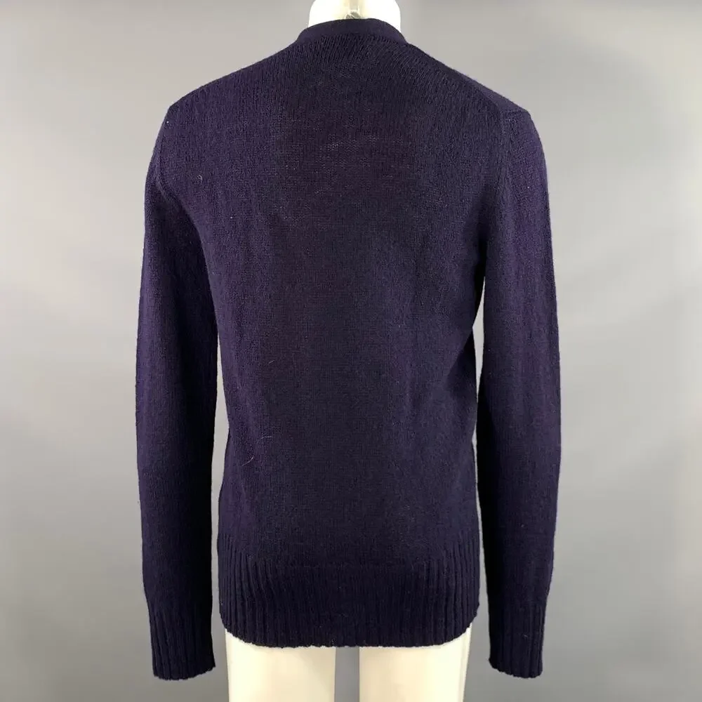 GUCCI Size S Navy Knit Wool Ribbed Cardigan